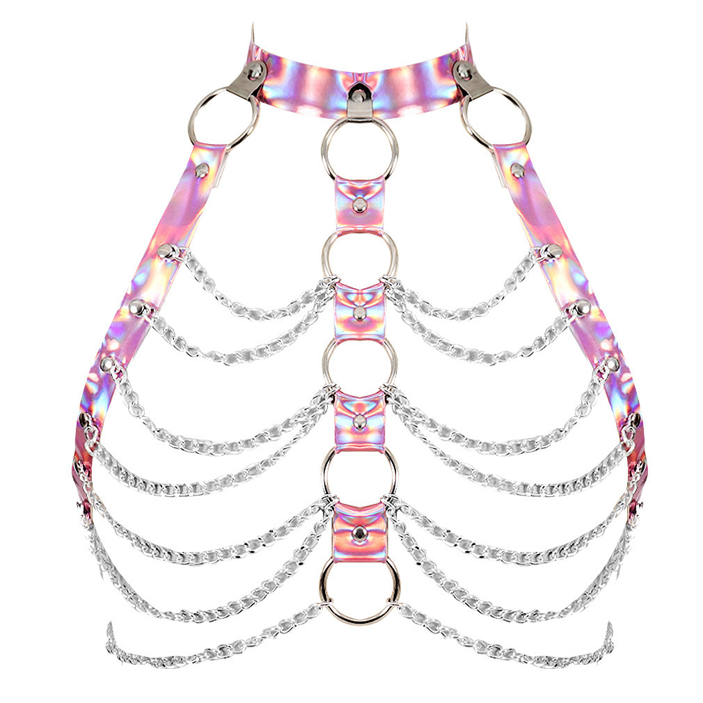 Laser-Cut Body Chain Harness Lingerie