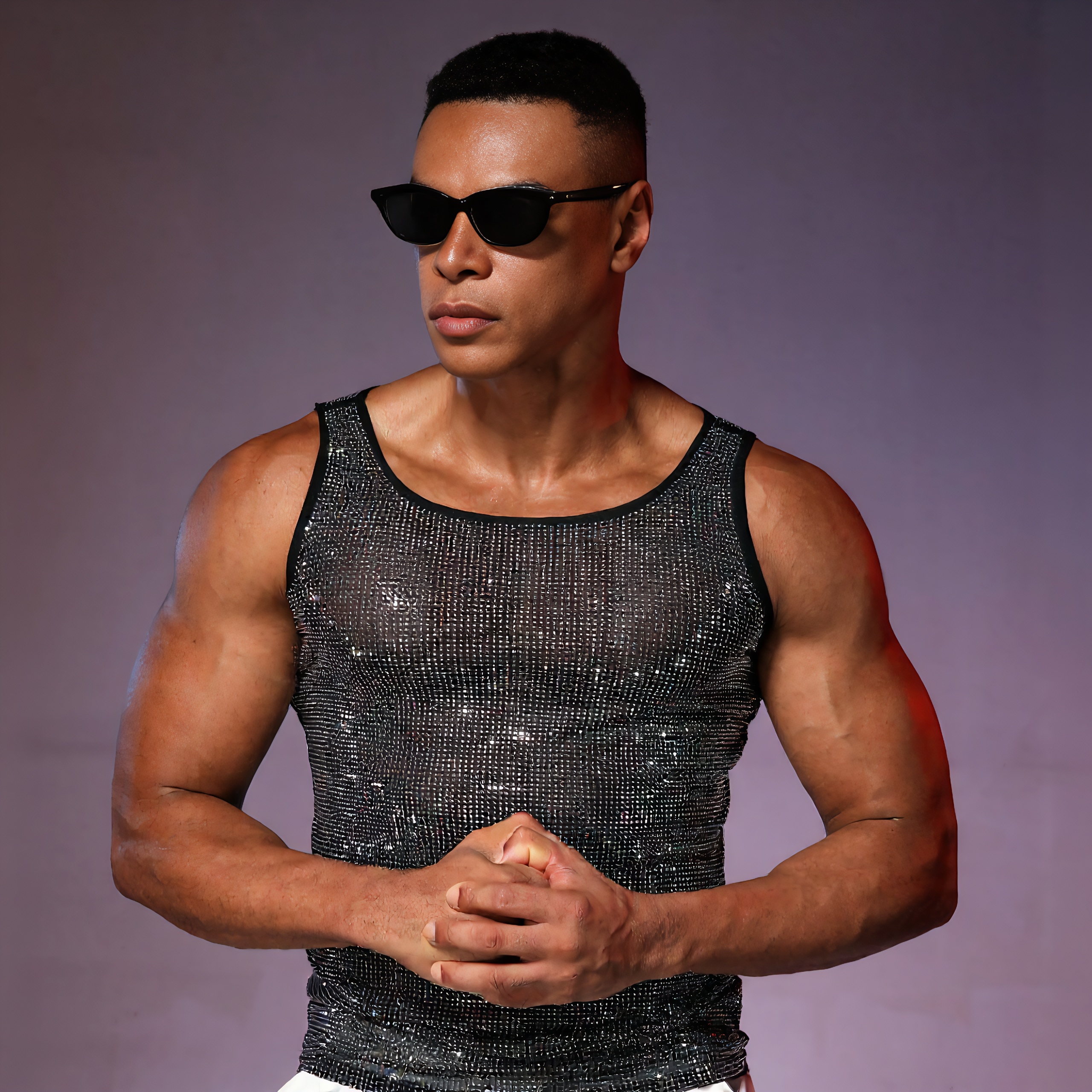 Men's Sexy Muscle Top Mesh Fishnet Tank Top - Black - One Size - image 3