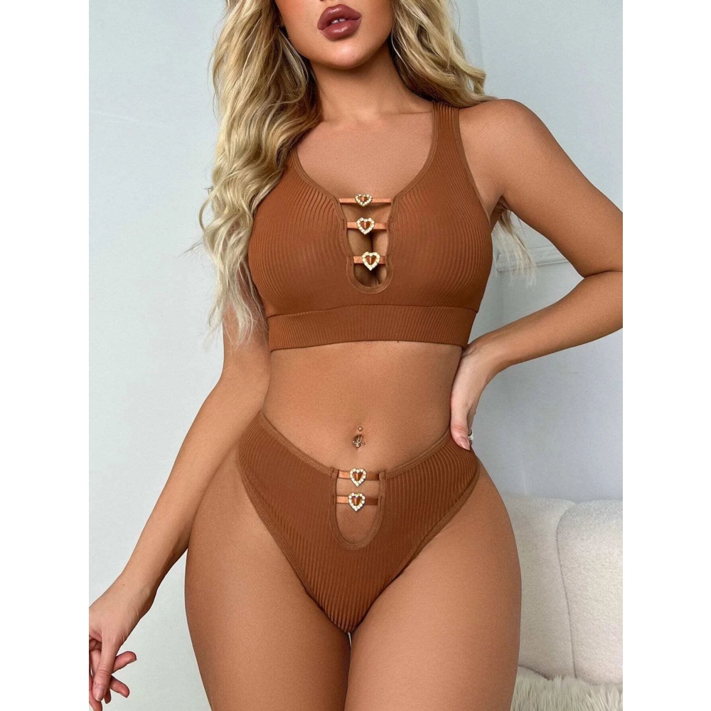 Sheer Lace Lingerie Set for Women – Deep V Teddy with G-String Panties-WeLovePlugs