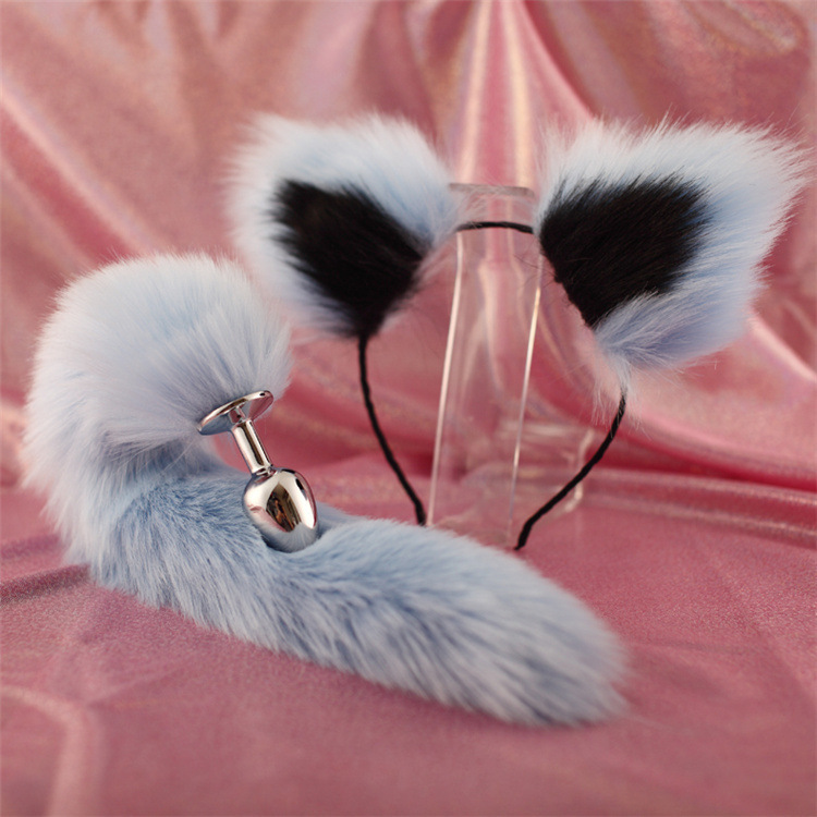 Cute Soft Cat Ears Headbands with 40cm Tail Plug Erotic Cosplay Accessories-WeLovePlugs