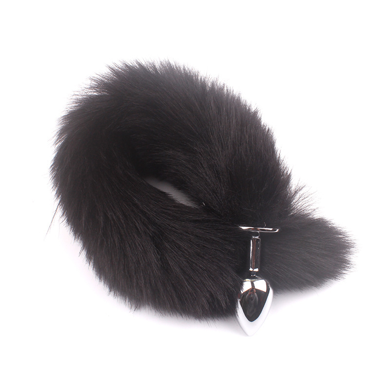 Black Fox Tail Butt Plug • 18.1 Inch Tail - Black - image 1