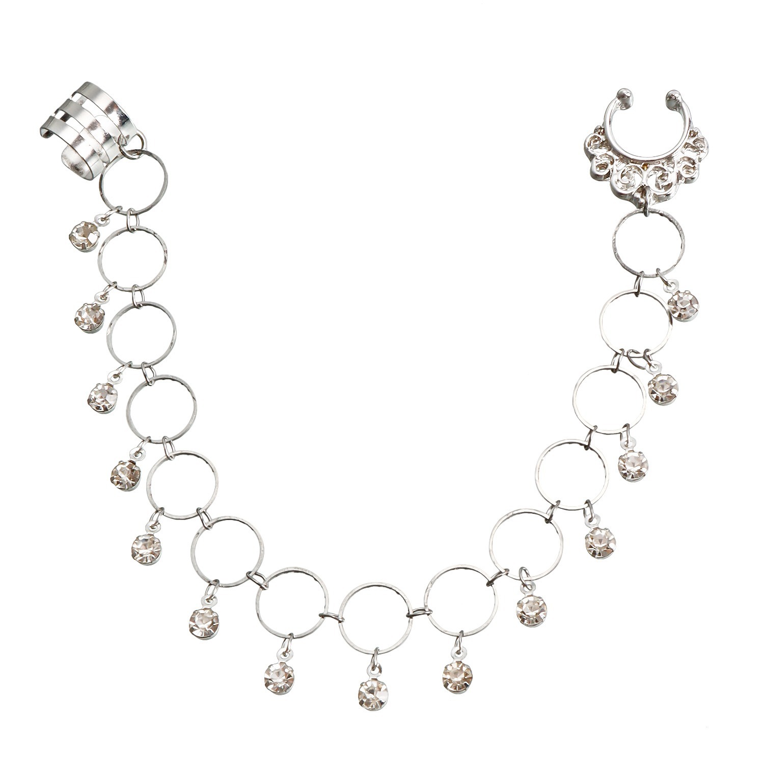 Vintage Nose to Ear Chain – Crystal Tassel Dangle Jewelry for Weddings & Parties