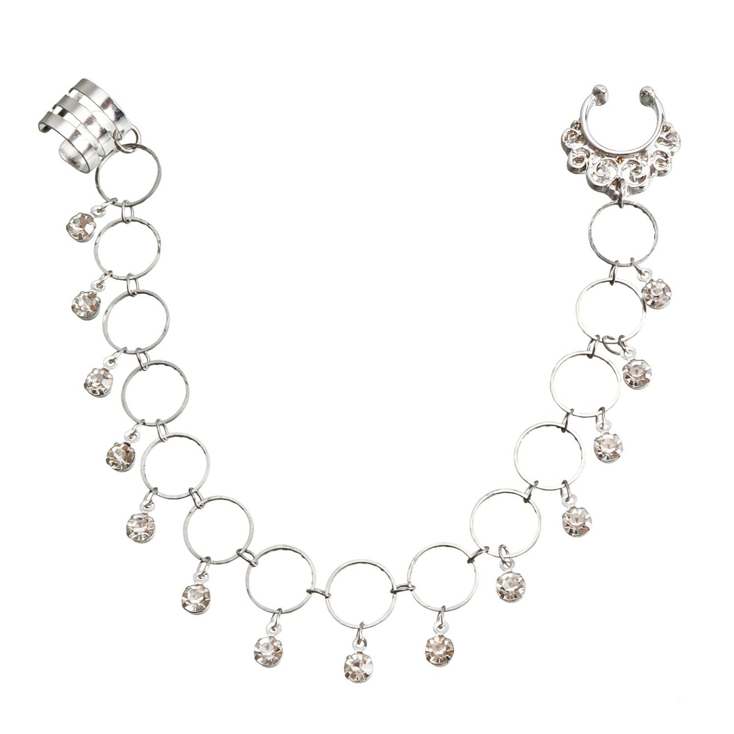 Vintage Nose to Ear Chain – Crystal Tassel Dangle Jewelry for Weddings & Parties-WeLovePlugs