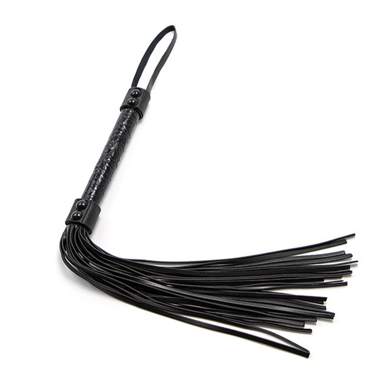 High-quality Leather Whip With Braided Handle - Black - image 5