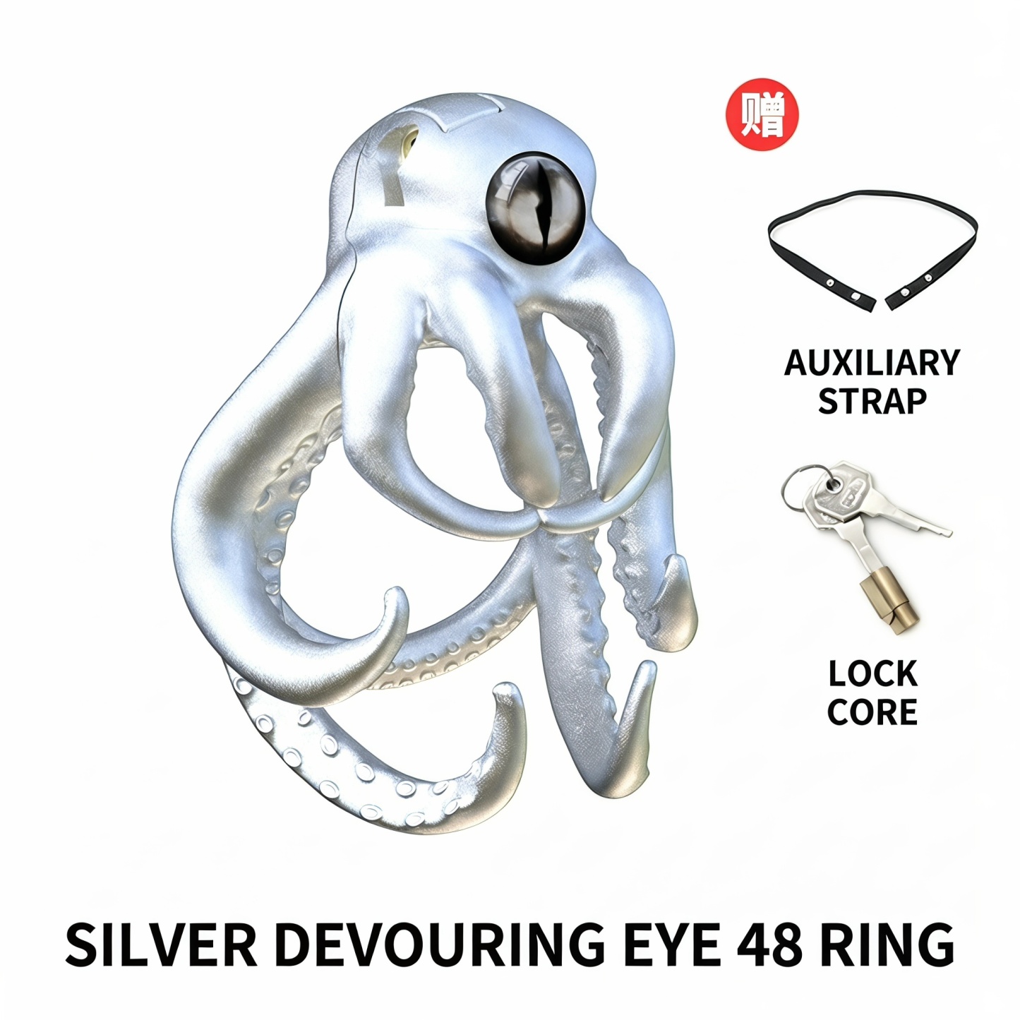Octopus Kraken Chastity Cage - Silver - 48mm - image 21