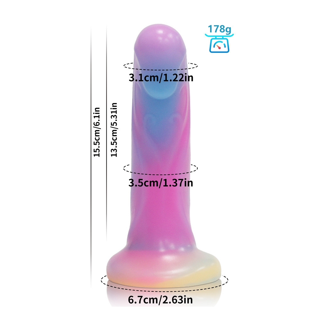6.1'' Anal Glow In The Dark Dildo with Suction Cup - Multicolor - image 3