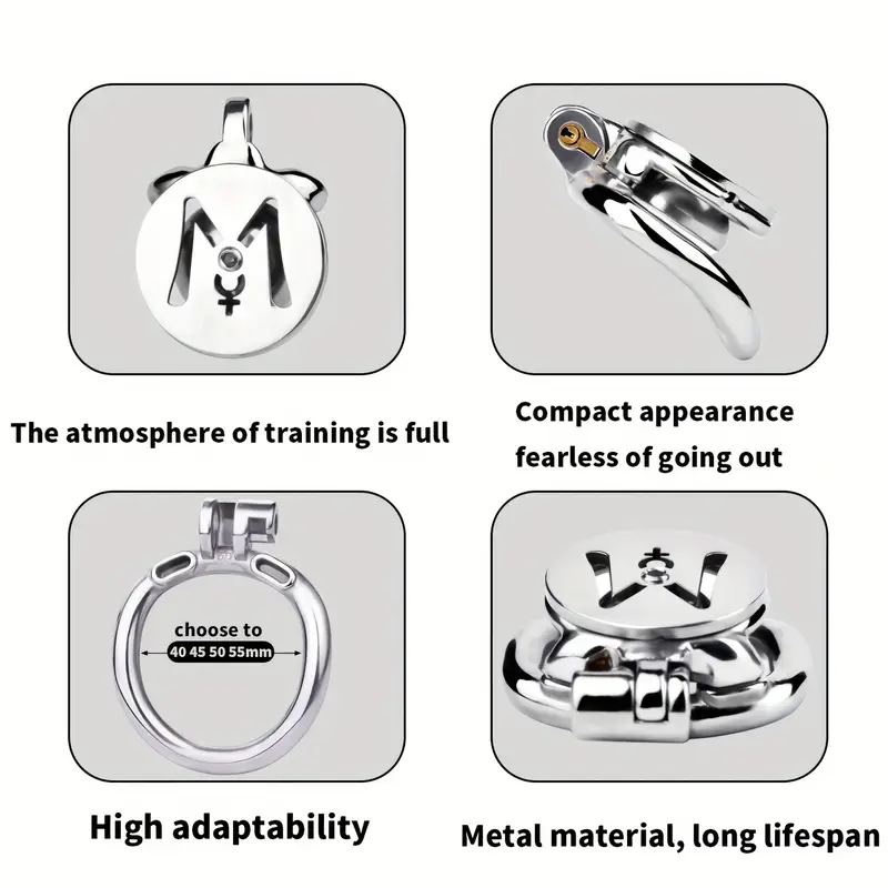 M-shaped Flat Stainless Steel Negative Inverted Chastity Cage Penis Lock Cage-WeLovePlugs