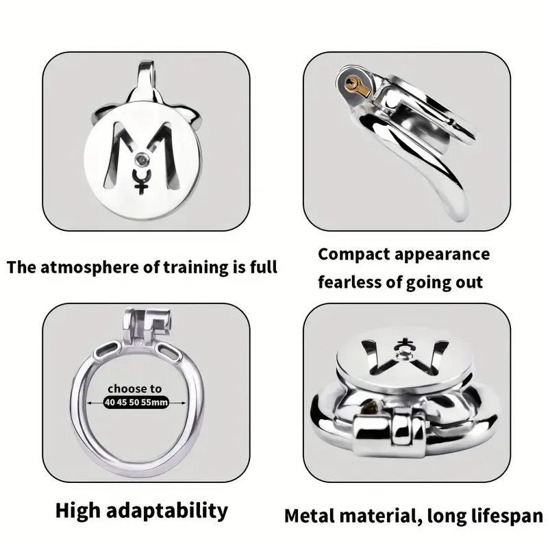 M-shaped Flat Stainless Steel Negative Inverted Chastity Cage Penis Lock Cage-WeLovePlugs