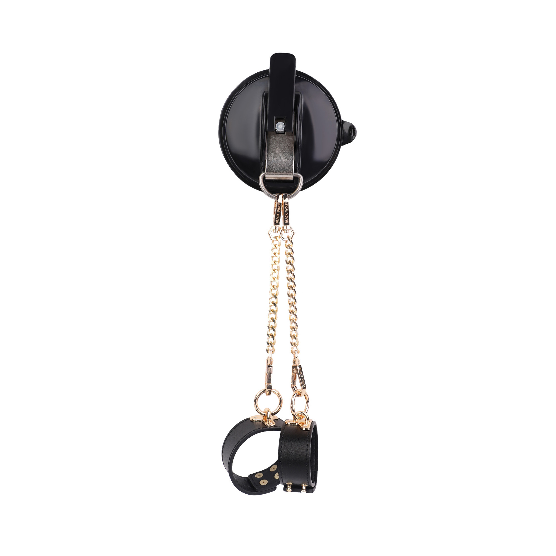 Adjustable Suction Cup Wrist Cuffs – Soft PU Material with Secure Chain Connection - Black - image 3