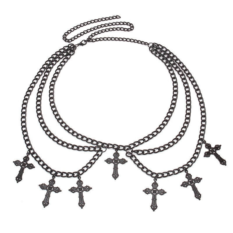 Glam Cross Pendant Waist Lingerie Chain – Sexy Layered Body Jewelry-WeLovePlugs