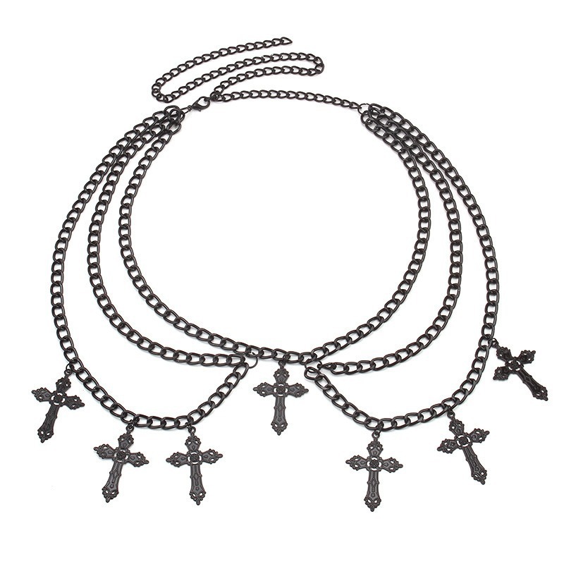 Glam Cross Pendant Waist Lingerie Chain – Sexy Layered Body Jewelry-WeLovePlugs