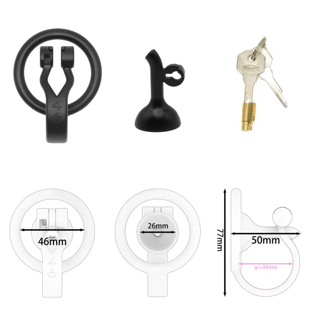 3D Printed Inverted Chastity Cage - Black - 46mm - image 8