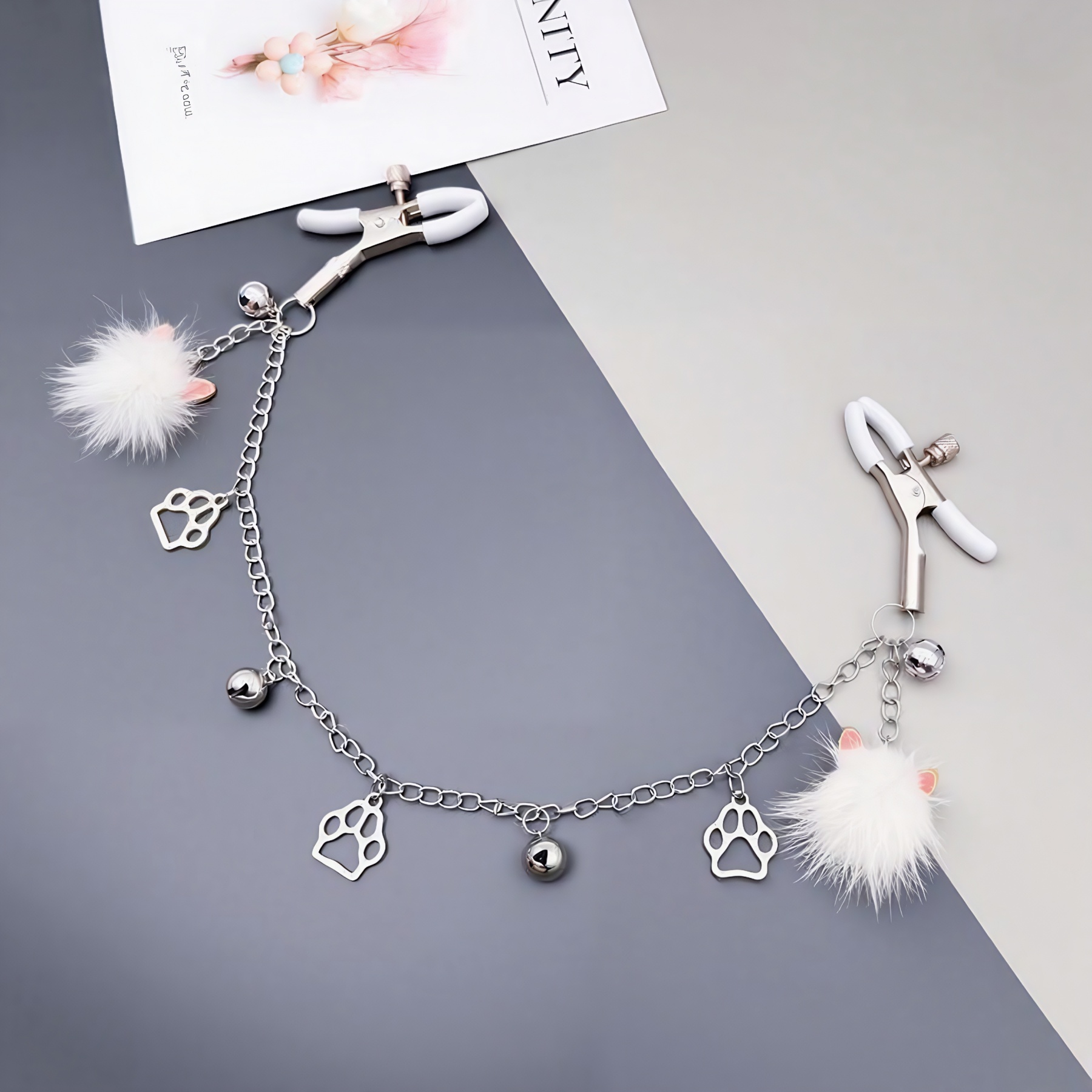 Fluffy Cat Bell Nipple Clamps - A - image 1