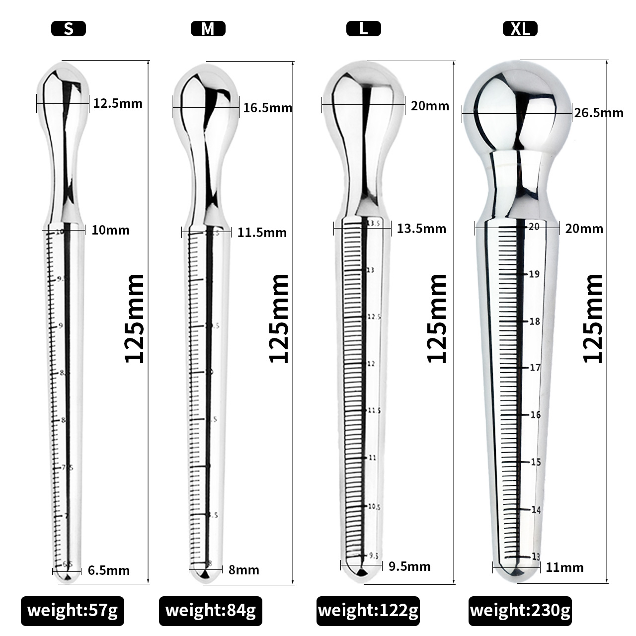Stainless Steel Urethral Sounds With Scale Sounding Rods -WeLovePlugs