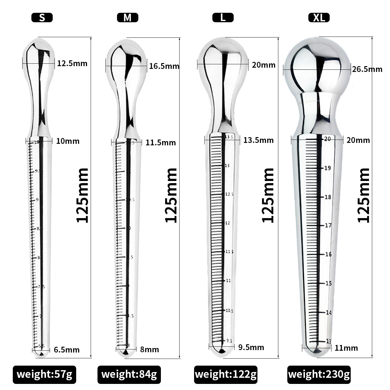 Stainless Steel Urethral Sounds With Scale Sounding Rods -WeLovePlugs