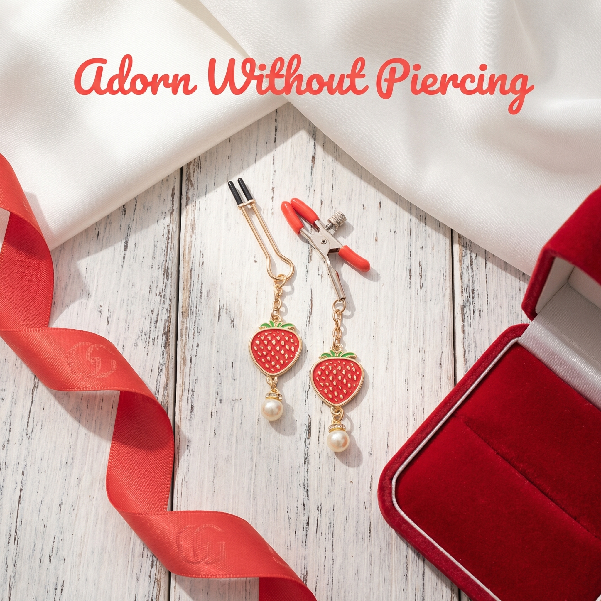 Cute Strawberry Nipple Clamps With Adjustable Dual Clip Design - image 11