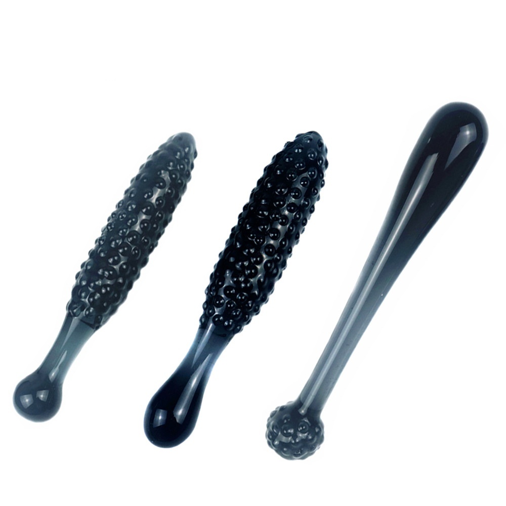 Cucumber Shaped Glass Butt Plug Beaded Dildo