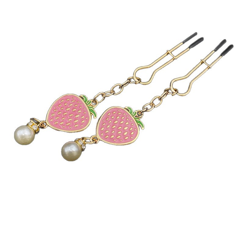 Cute Strawberry Nipple Clamps With Adjustable Dual Clip Design - Pink U-shaped nipple clamp - image 12
