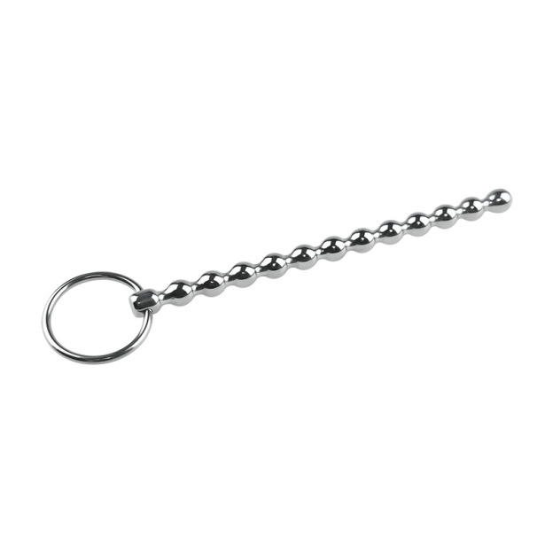 5.9''  Stainless Steel Beaded Urethral Plug With Dual Ring-WeLovePlugs