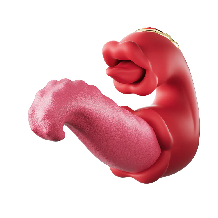 Rose Tongue Clit Licking Dual Vibrator Dildo -WeLovePlugs