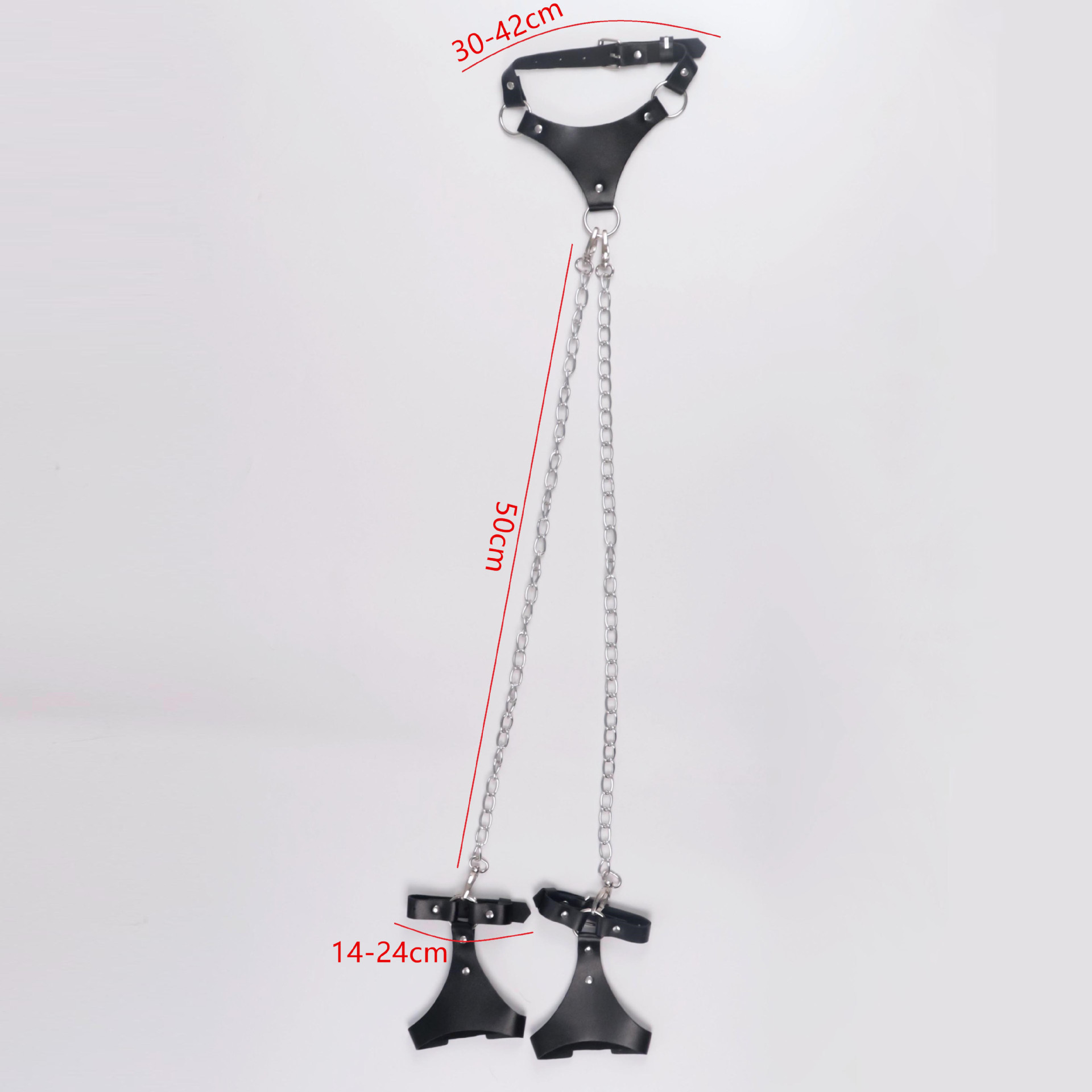 BDSM Wrist Restraint Hand Cuffs with Collar Lingerie Harness