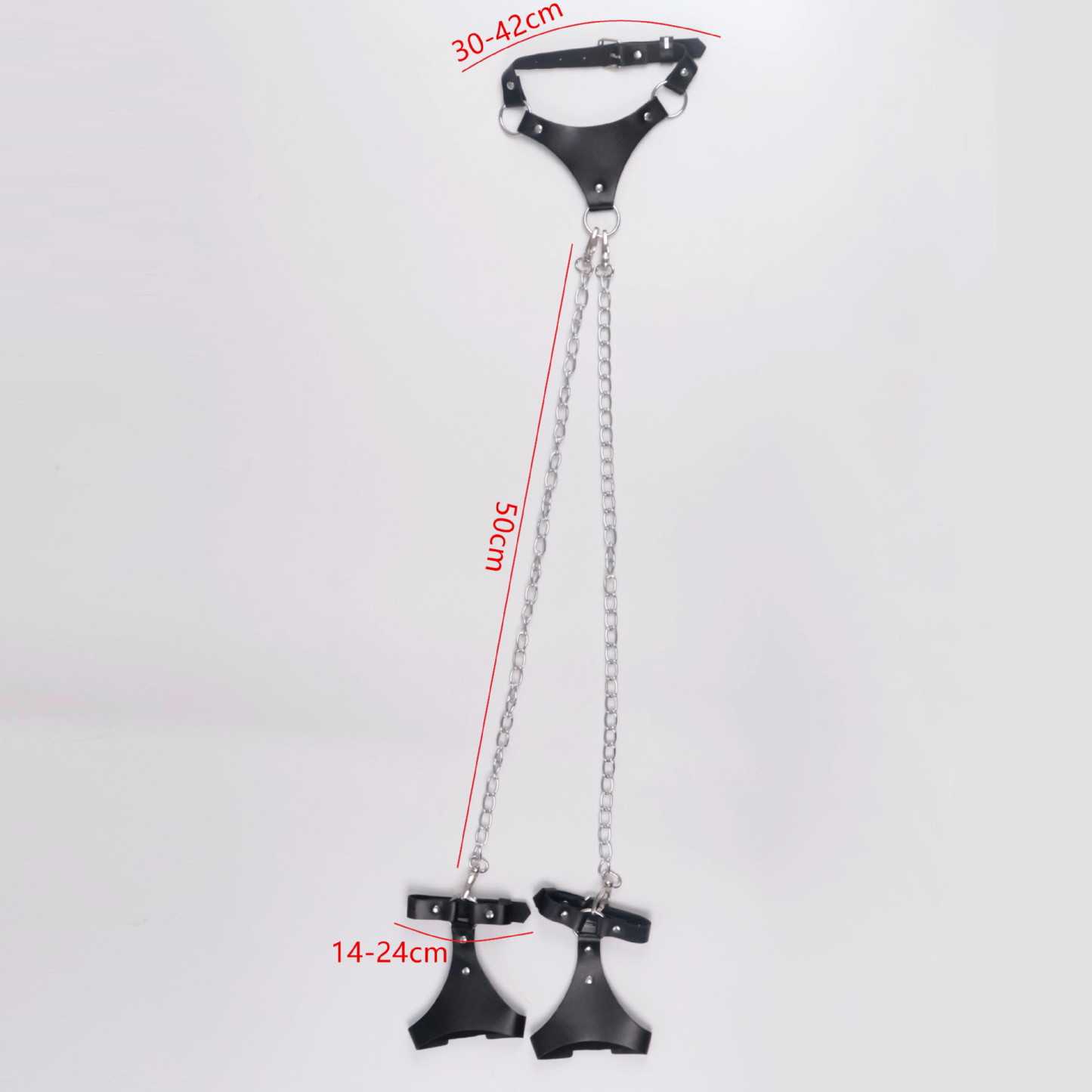 BDSM Wrist Restraint Hand Cuffs with Collar Lingerie Harness