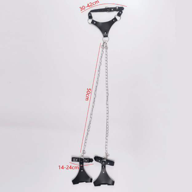 BDSM Wrist Restraint Hand Cuffs with Collar Lingerie Harness