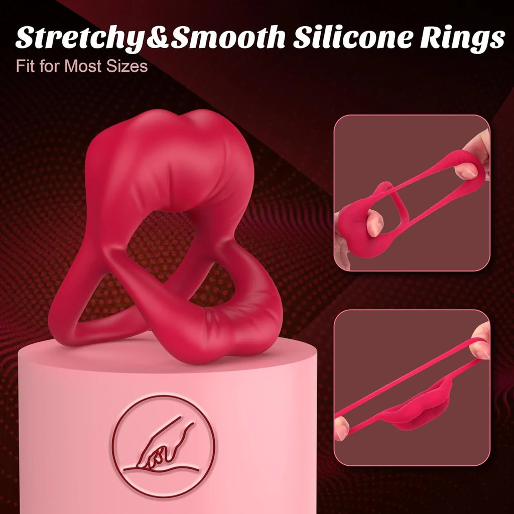 Rose Vibrating Cock Ring with Sexy Licking Clitoris-WeLovePlugs