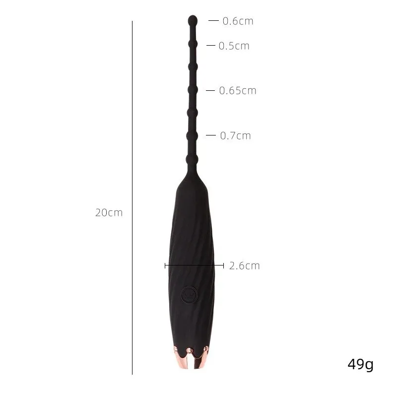7.87'' Vibrating Urethral Sound With Four Smooth Beads-WeLovePlugs