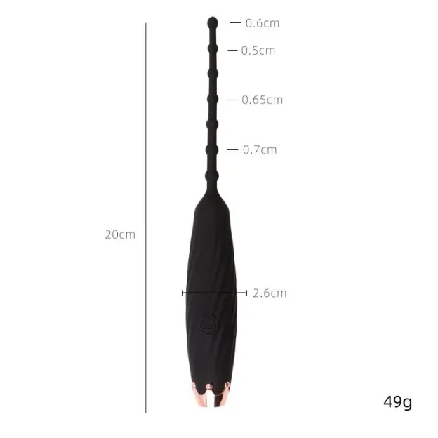 7.87'' Vibrating Urethral Sound With Four Smooth Beads-WeLovePlugs