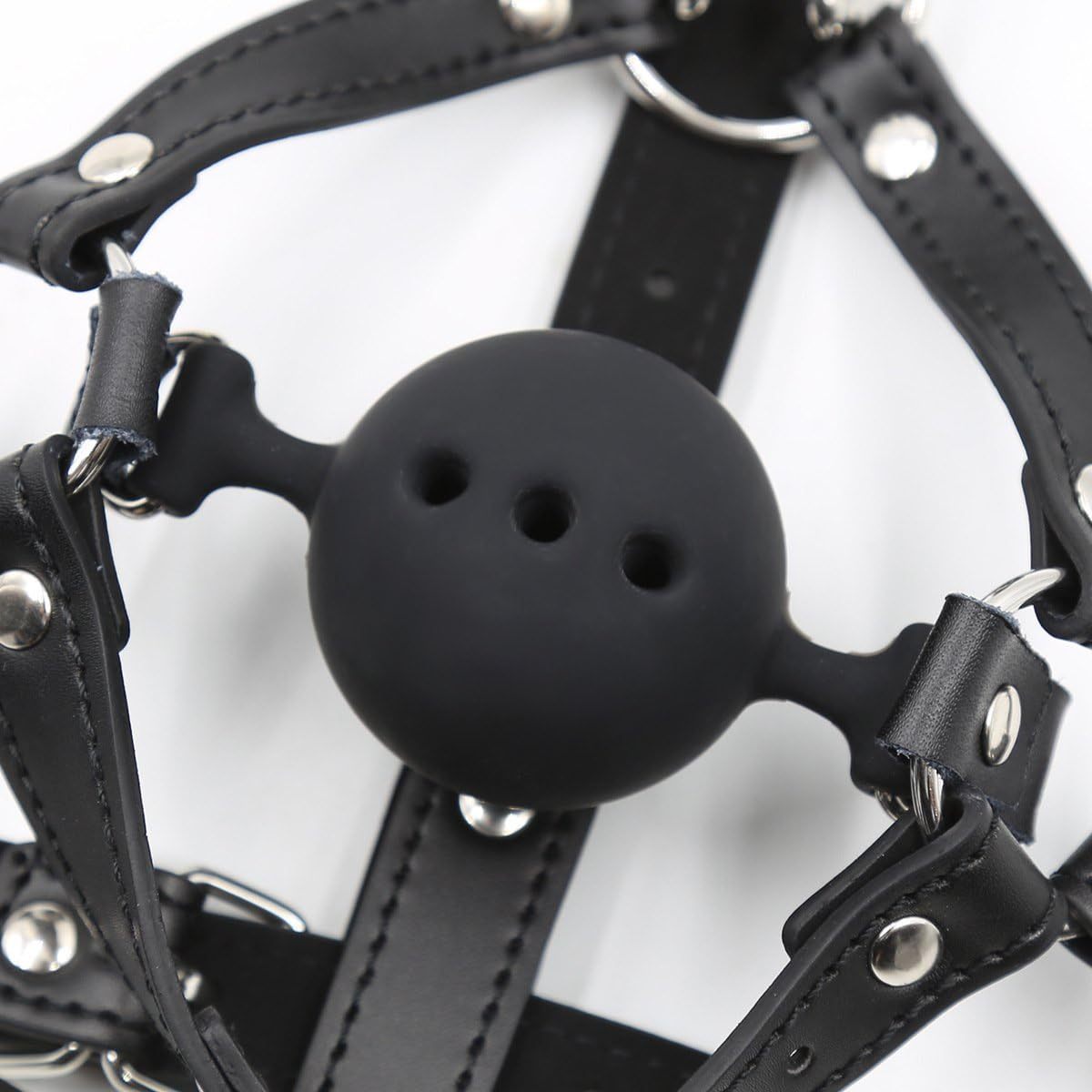 Adjustable Breathable Mouth Ball Gag with Nose Hook BDSM Control