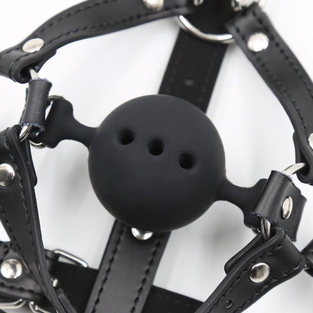 Adjustable Breathable Mouth Ball Gag with Nose Hook  BDSM Control