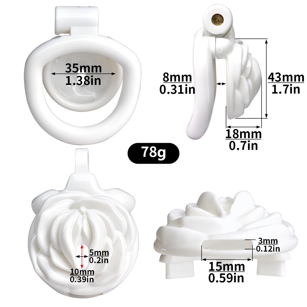 Sissy Chastity Cage with 4 Rings – Lightweight Resin Locking Device with 2 Keys, Invisible Wear for Long-Term Use-WeLovePlugs