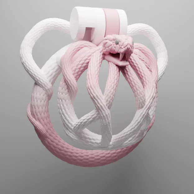 Pink Serpent Chastity Cage - Pink - image 1