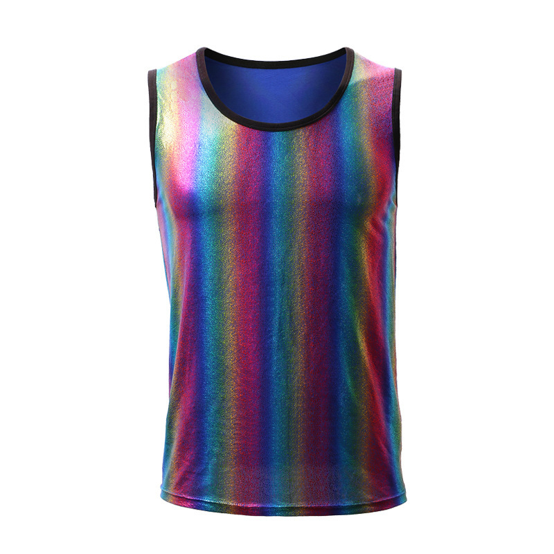 Men's Shiny Rainbow Singlet  - Multicolor - XL - image 4