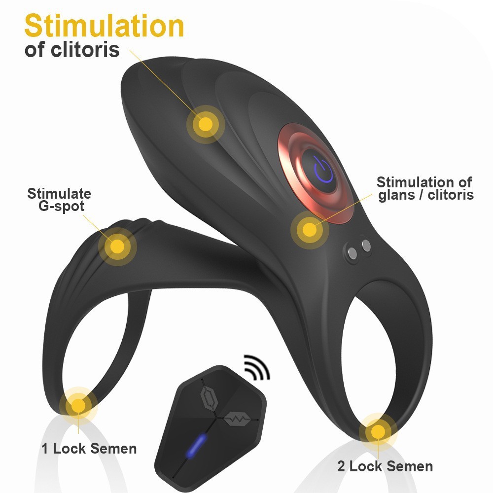 Locked Pulse Dual-Stimulation Cock Ring with Clitoral & G-Spot Vibrators-WeLovePlugs
