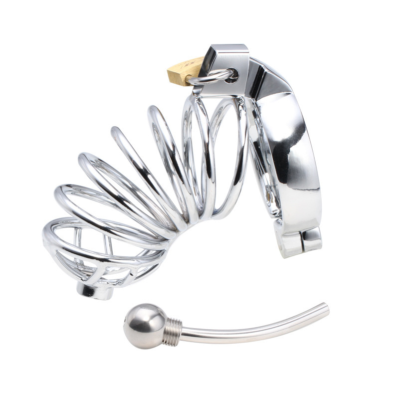 Deluxe Corkscrew Male Chastity Cage with Urethral Sound -WeLovePlugs