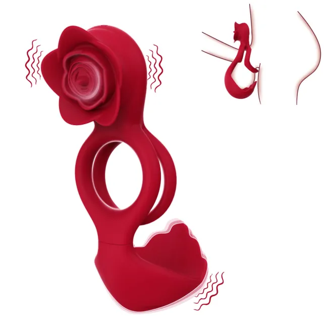 10-mode Vibrating Clit Licking Cock Ring With Balls Massager