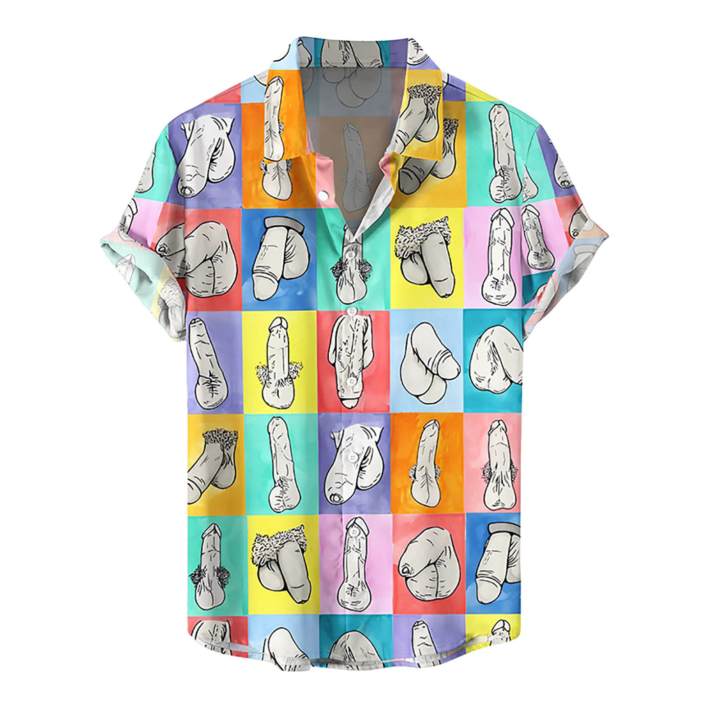 Mens Button Down Hawaii Beach Shirts Funny Penis Printed -WeLovePlugs