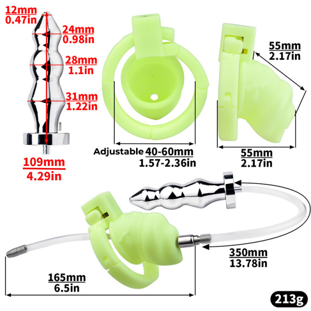 Adjustable Handcuff Resin Chastity Cage with Urethral Cathedral Tube-WeLovePlugs