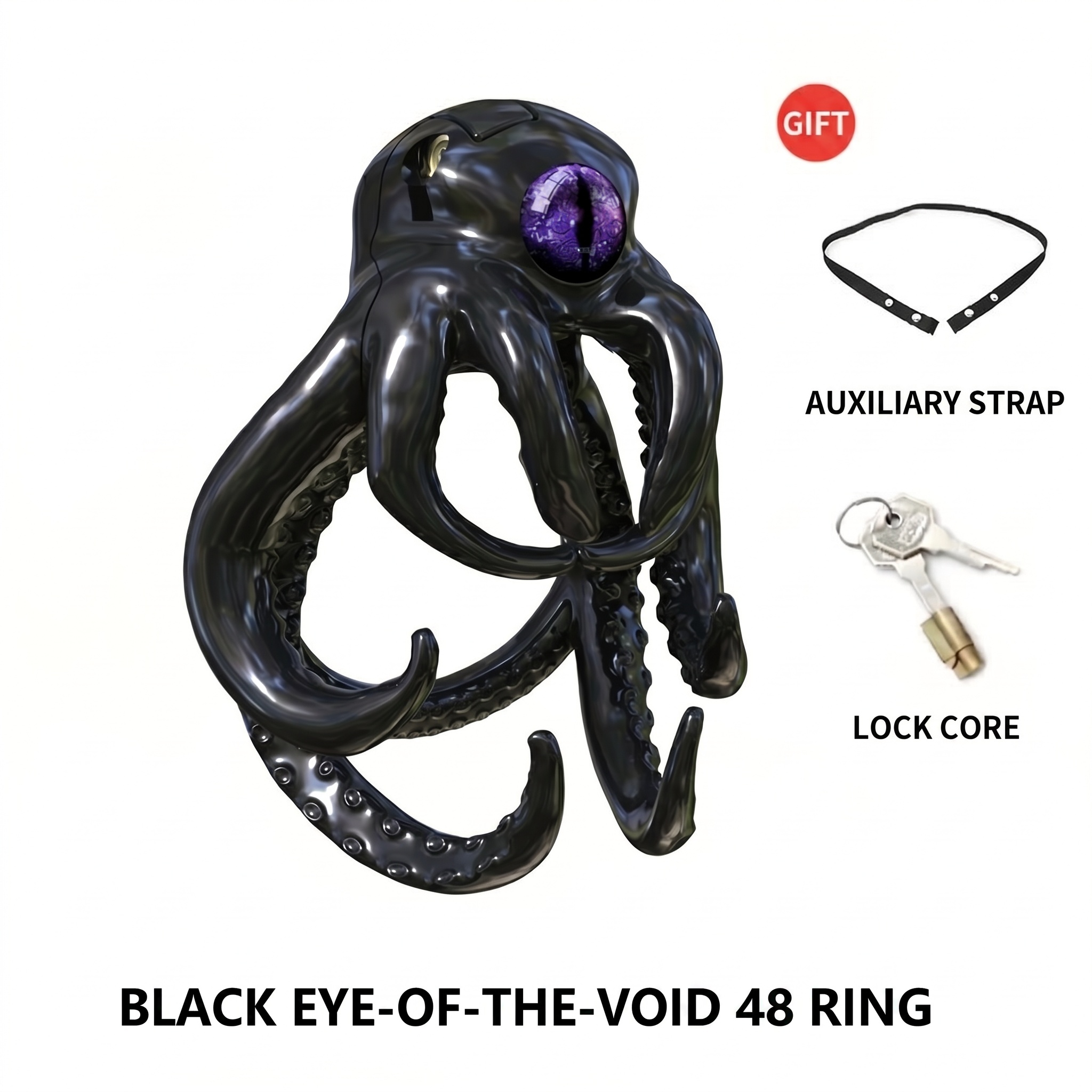 Octopus Kraken Chastity Cage - Black - 48mm - image 19