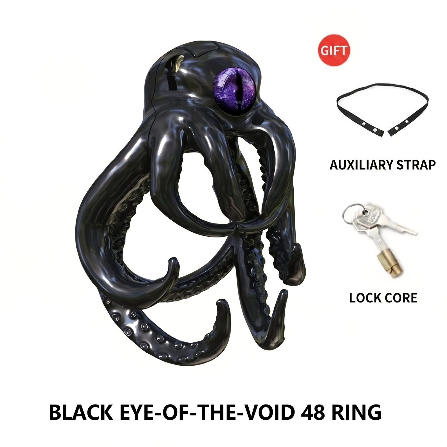 Octopus Kraken Chastity Cage - Black - 48mm - image 19
