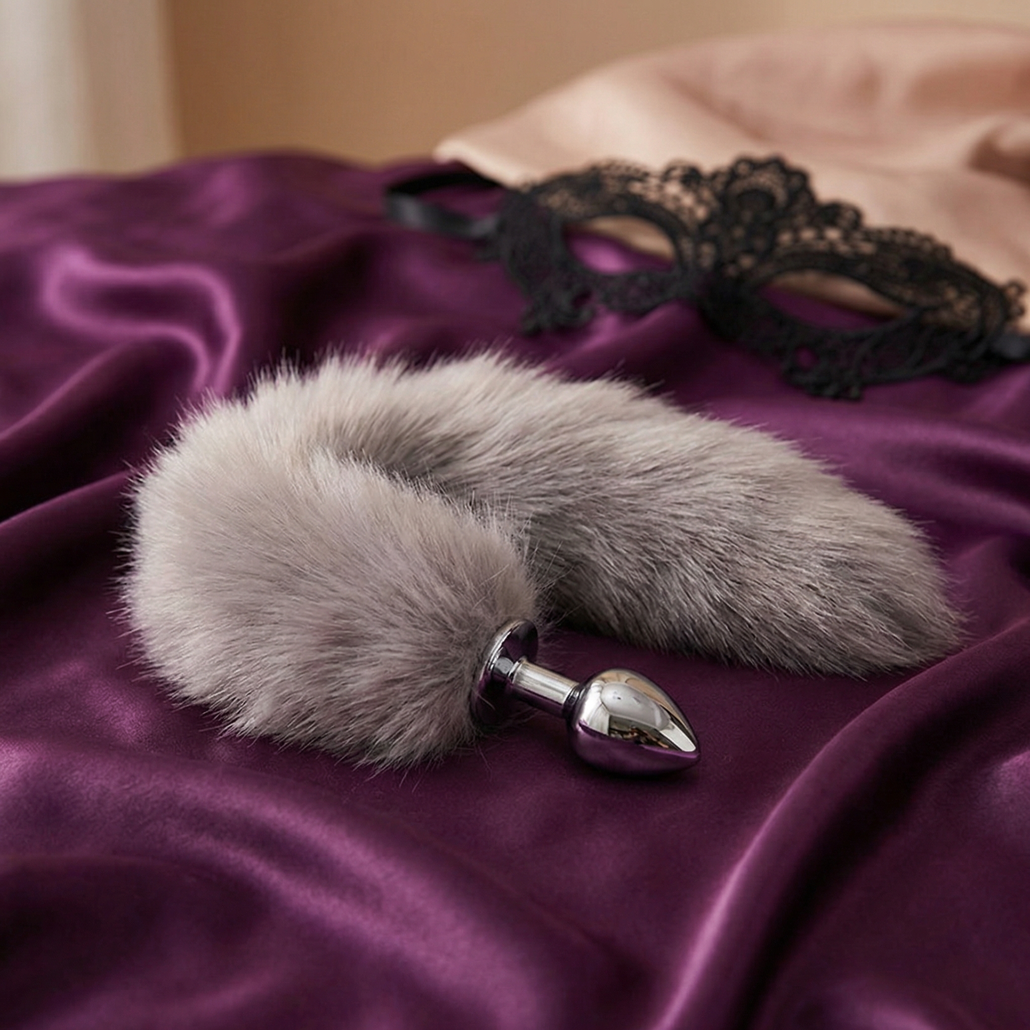 Gray Fox Tail Butt Plug • 18.1 Inch Tail - image 7