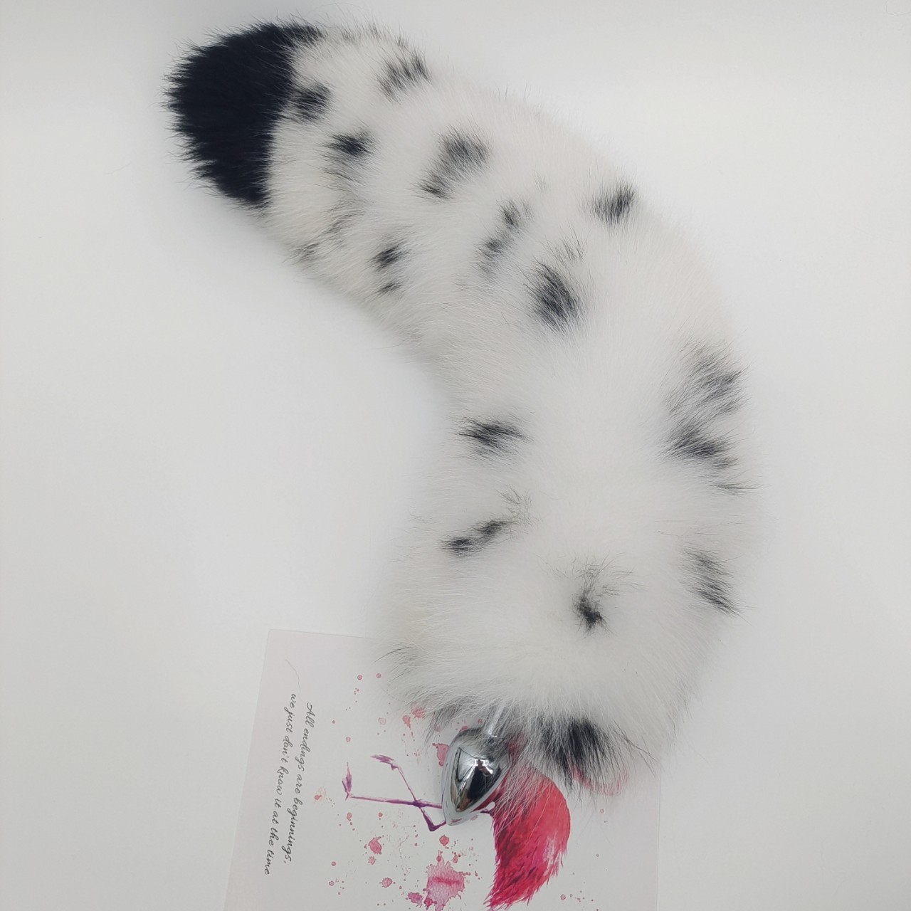 Spotted Color Handmade Detachable Plug Fox Tail - 40cm - image 1