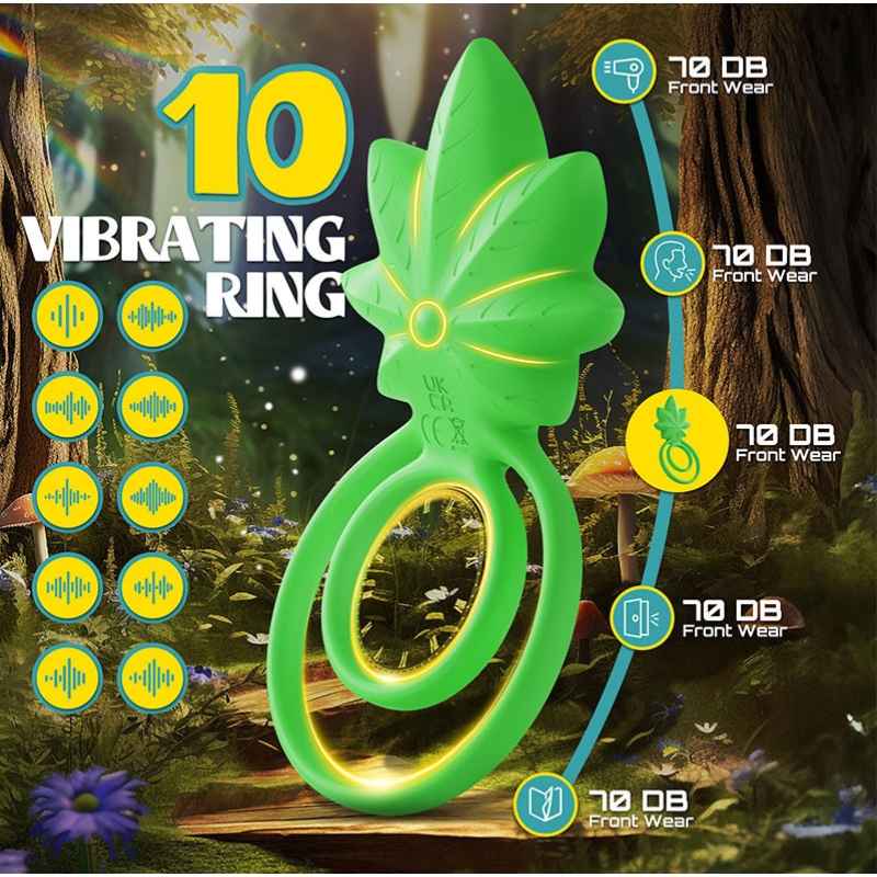 Dual-Ring Vibrator – Leaf-Designed Couples' Cock Ring