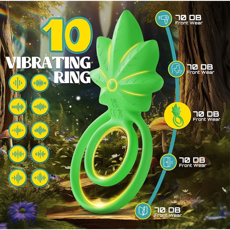 Weed Shape Dual-Ring Vibrator – Leaf-Designed Couples' Cock Ring-WeLovePlugs