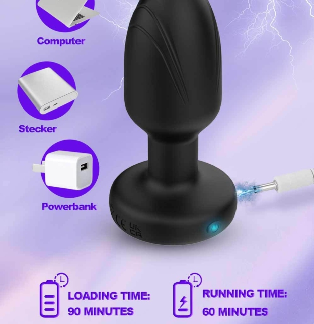 Light Up Vibrating 360° Rotating Butt Plug -WeLovePlugs