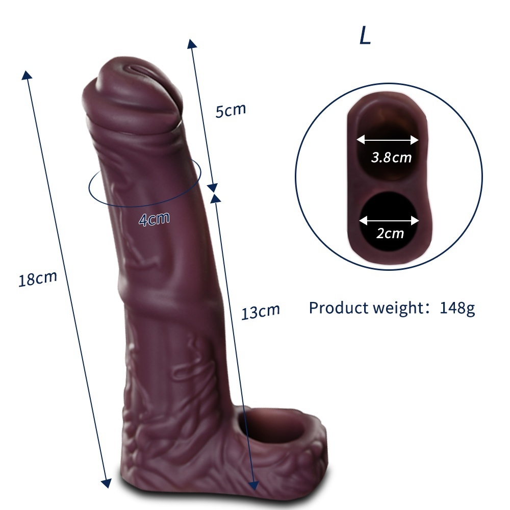 Realistic Dildo Sleeve & Testicle Harness for Enhanced Girth and Length - L - image 7
