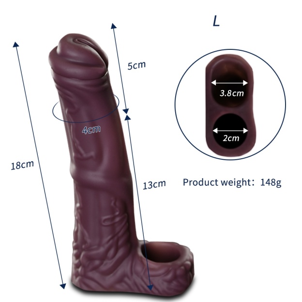 Realistic Dildo Sleeve & Testicle Harness for Enhanced Girth and Length - L - image 7