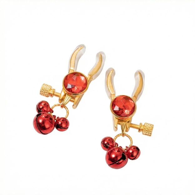 Bells Nipple Clamps Clips Rhinestone - Red - image 7